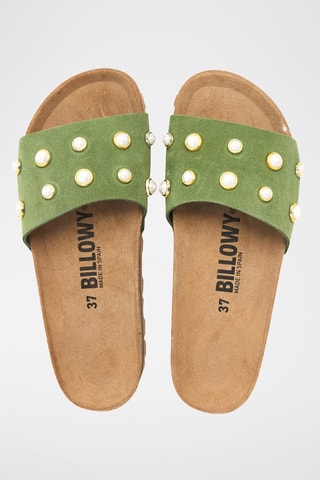 Mules en nubuck - Vert clair