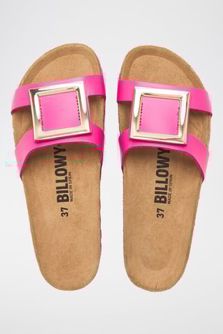 Mules en cuir - Fuchsia