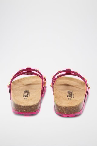 Mules en cuir - Fuchsia