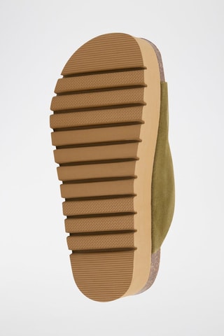 Mules à plateforme en cuir - Kaki