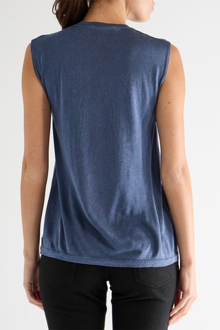 Mouwloos Zijden T-shirt - Blauw