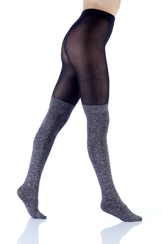 2 collants trompe-l’œil Musée - 40 deniers - Noir