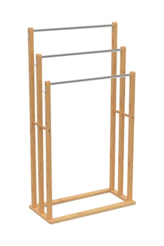 Porte-serviettes Maya 3 niveaux en bambou - 45 x 21 x 82 cm