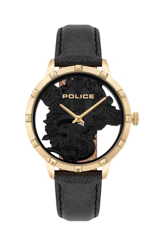 Leren en Doublé Geelgoud Ion Quartz Horloge Marietas