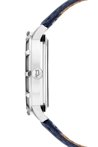 Leren Quartz Horloge - Marineblauw en zilverkleurig