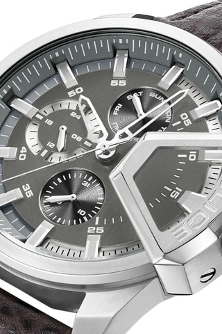 Leren Quartz Horloge - Bruin en Zilverkleurig