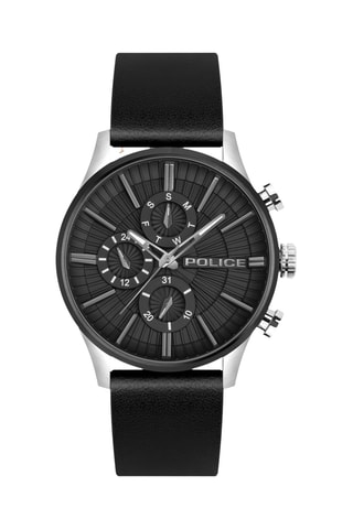 Leren Quartz Horloge - Zwart en Zilverkleurig