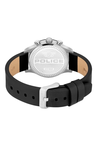 Leren Quartz Horloge - Zwart en Zilverkleurig