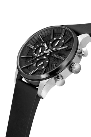 Leren Quartz Horloge - Zwart en Zilverkleurig