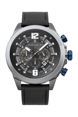 Leren Quartz Horloge - Zwart en Zilverkleurig