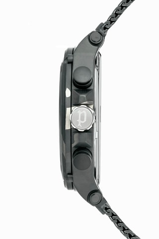 Stalen Quartz Horloge - Zwart en Grijs