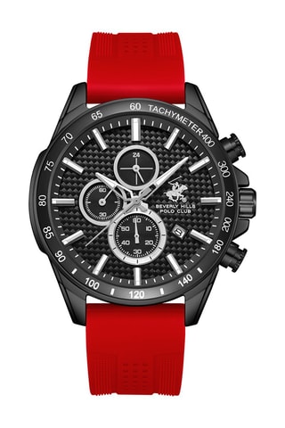 Reloj de cuarzo de aleación - Taquímetro - Rojo y negro