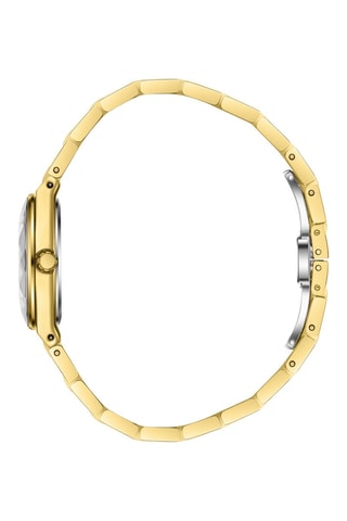 Reloj de cuarzo chapado en ion de oro amarillo, cerámica y diamante