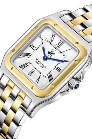 Reloj de cuarzo chapado en ion de oro amarillo y cerámica