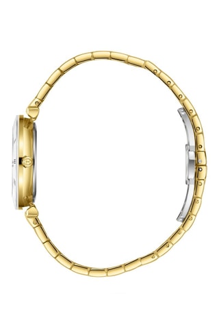 Reloj de cuarzo chapado en ion de oro amarillo, cerámica y diamante