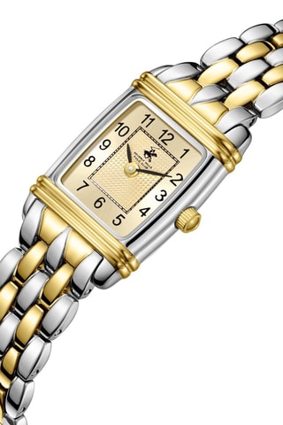 Reloj de cuarzo chapado en ion de oro amarillo y cerámica