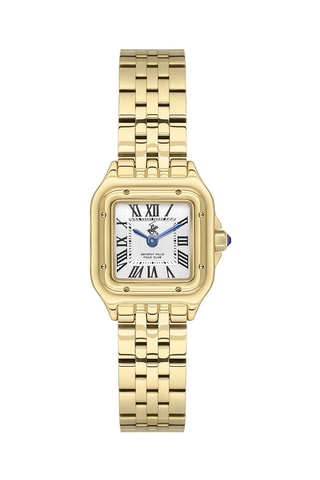 Reloj de cuarzo chapado en ion de oro amarillo y cerámica