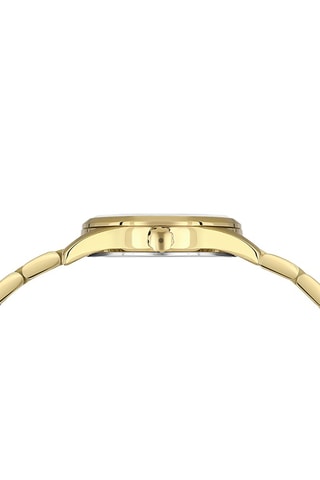 Reloj de cuarzo chapado en ion de oro amarillo, diamante y cerámica