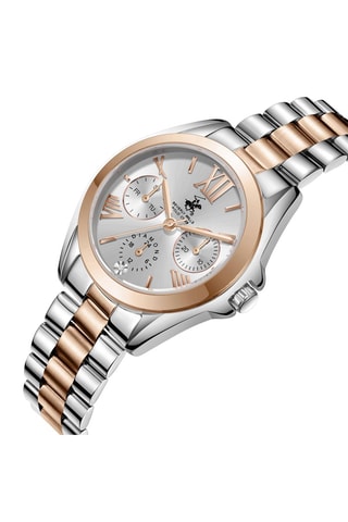 Reloj de cuarzo de acero, cerámica y diamante - Plateado y rosa dorado