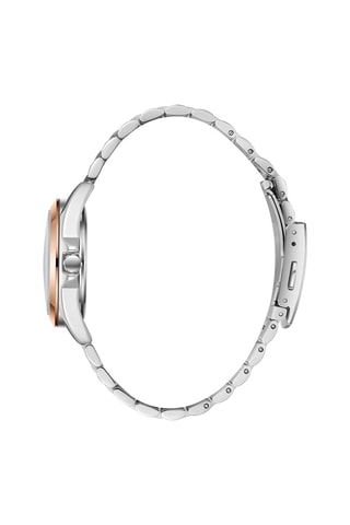 Reloj de cuarzo de acero, cerámica y diamante - Plateado y rosa dorado