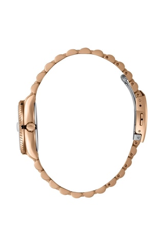 Reloj de cuarzo de metal aleado - Rosa dorado y negro