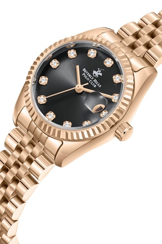 Reloj de cuarzo de metal aleado - Rosa dorado y negro