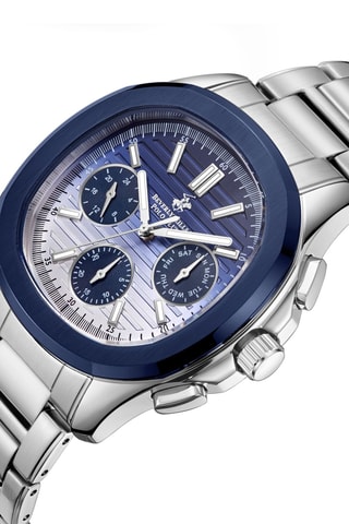 Reloj de metal - Cronógrafo - Plateado y azul