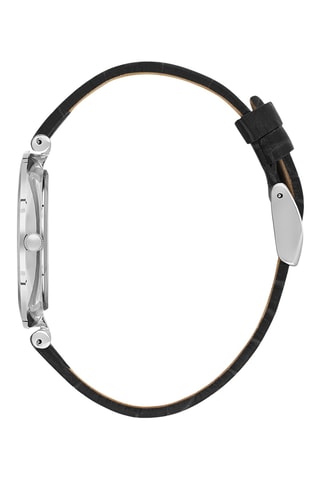 Reloj de piel - Negro y plateado