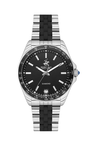 Reloj de cerámica - Taquímetro - Plateado y negro