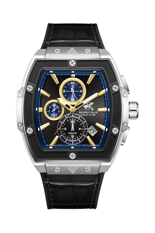 Reloj de piel y silicona - Cronógrafo - Negro y plateado