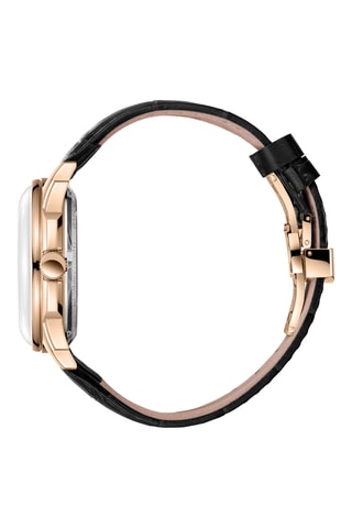 Reloj tourbillon automático de piel - Negro y dorado