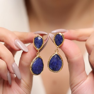 Brincos - Latão banhado a ouro e ágata