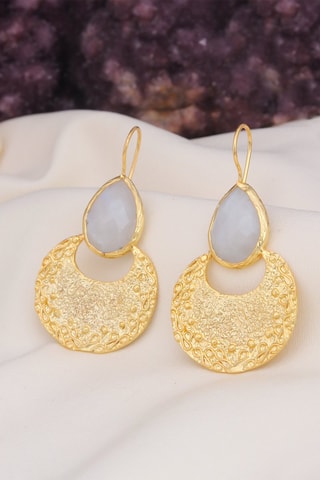 Brincos - Banhado a ouro amarelo e pedras de lua