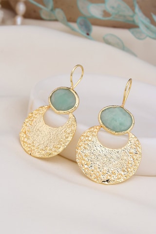 Brincos - Banhado a ouro amarelo e amazonites