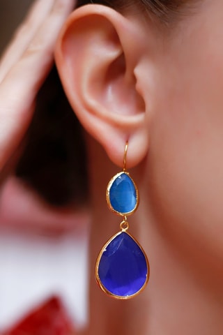 Boucles d'oreilles dorées à l'or fin jaune - Œils-de-tigre