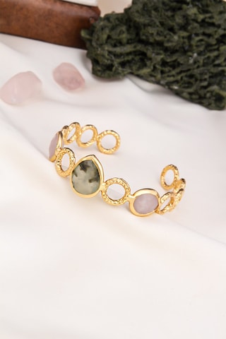 Pulseira rígida - Quartzo e prinayt