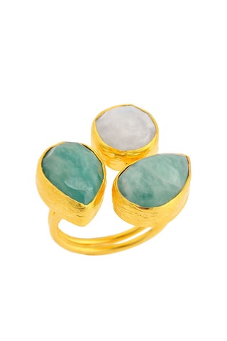 Anel Amazonita e pedra de lua