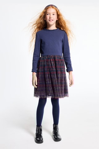 Vestido efecto doble prenda - Azul marino - Okaïdi