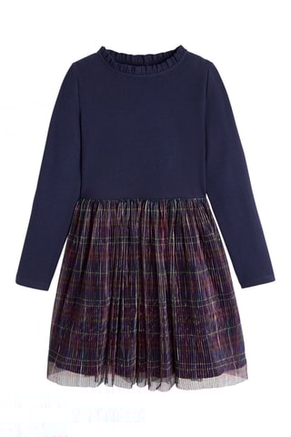 Vestido efecto doble prenda - Azul marino - Okaïdi