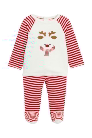 Pijama de terciopelo - Rojo y blanco - Obaïbi