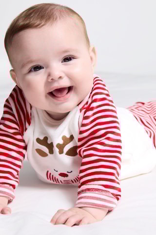 Pijama de terciopelo - Rojo y blanco - Obaïbi