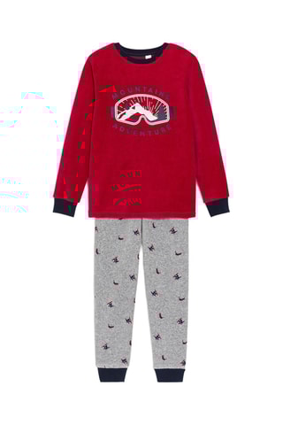 Pijama - Gris claro jaspeado y rojo - Okaïdi