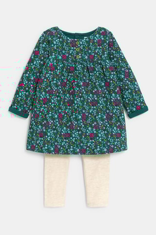 Vestido y leggings - Verde y beige jaspeado - Obaïbi