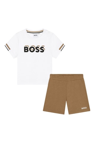 Camiseta y bermudas - Blanco y marrón - Boss