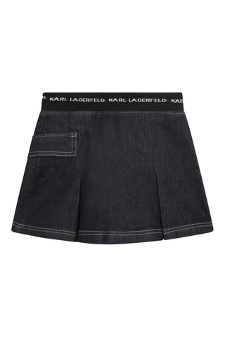 Falda plisada vaquera - Negro