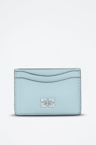 Porta-cartões em couro - Azul-celeste