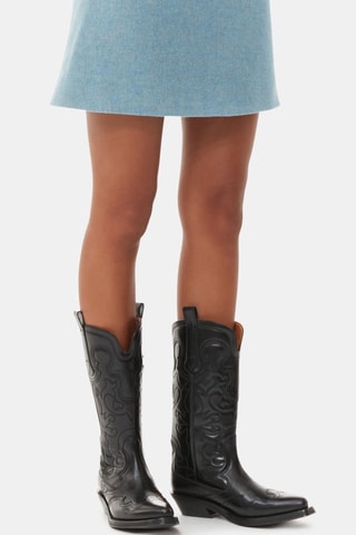 Botas em couro de vitelo - Preto