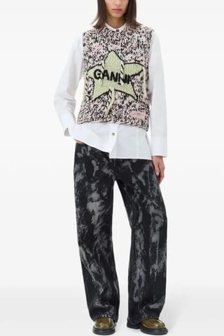 Camisola sem mangas em lã - Rosa-maquilhagem e preto