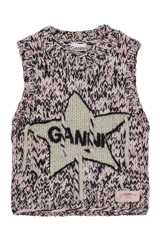 Camisola sem mangas em lã - Rosa-maquilhagem e preto