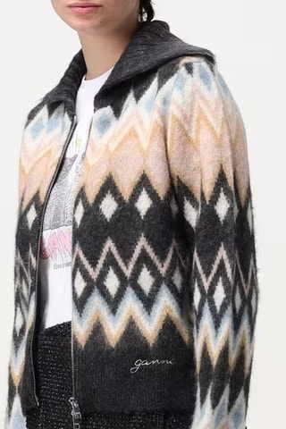 Casaco em alpaca e lã - Preto e rosa-maquilhagem